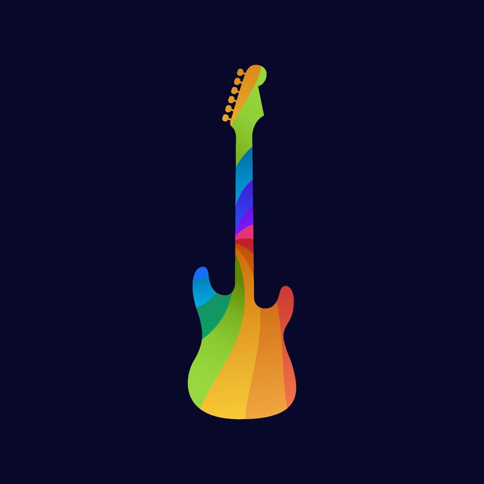 logotipo del arco iris de la guitarra vector