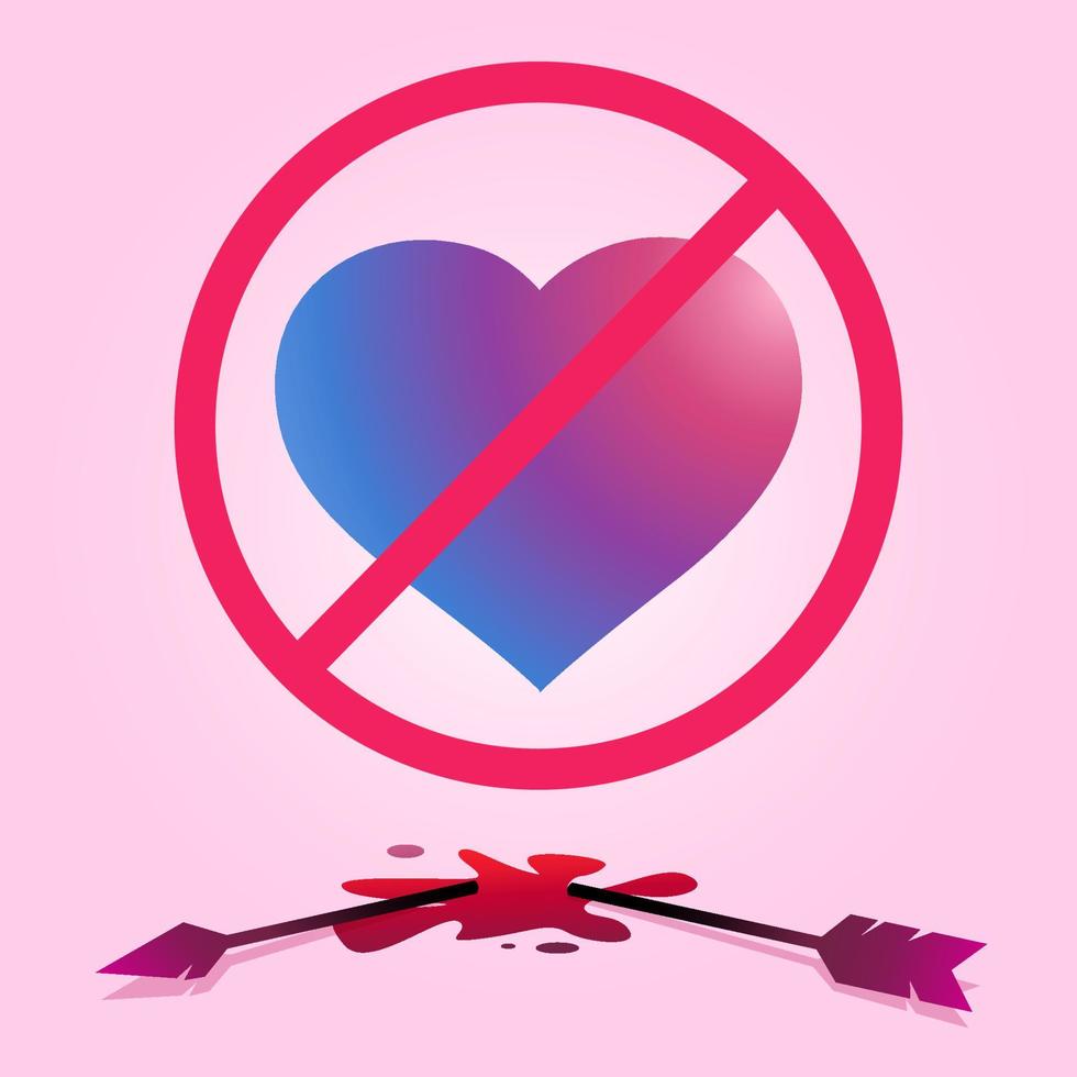 logotipo de icono de amor prohibido vector