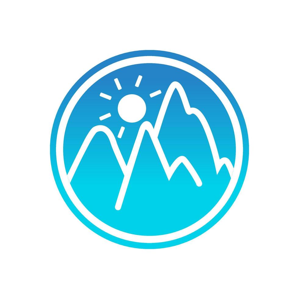 logotipo del icono de la montaña del sol vector