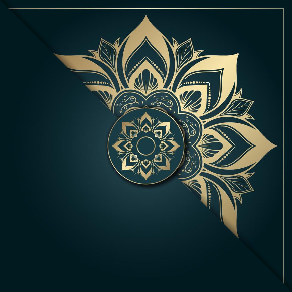 diseño de mandala con color vintage dorado y verde, fondo de mandala de flores vector