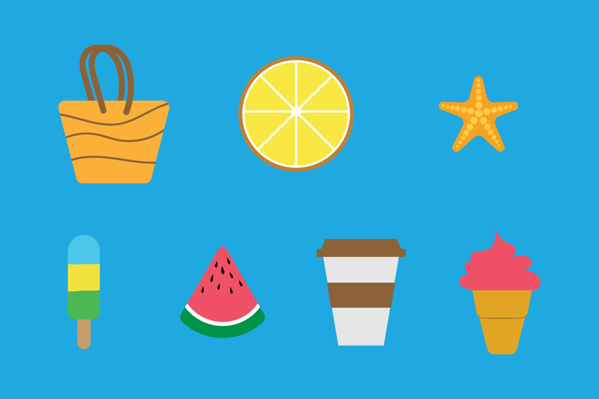 set of summer icons. summer elements collection 8063545 Vector Art at ...