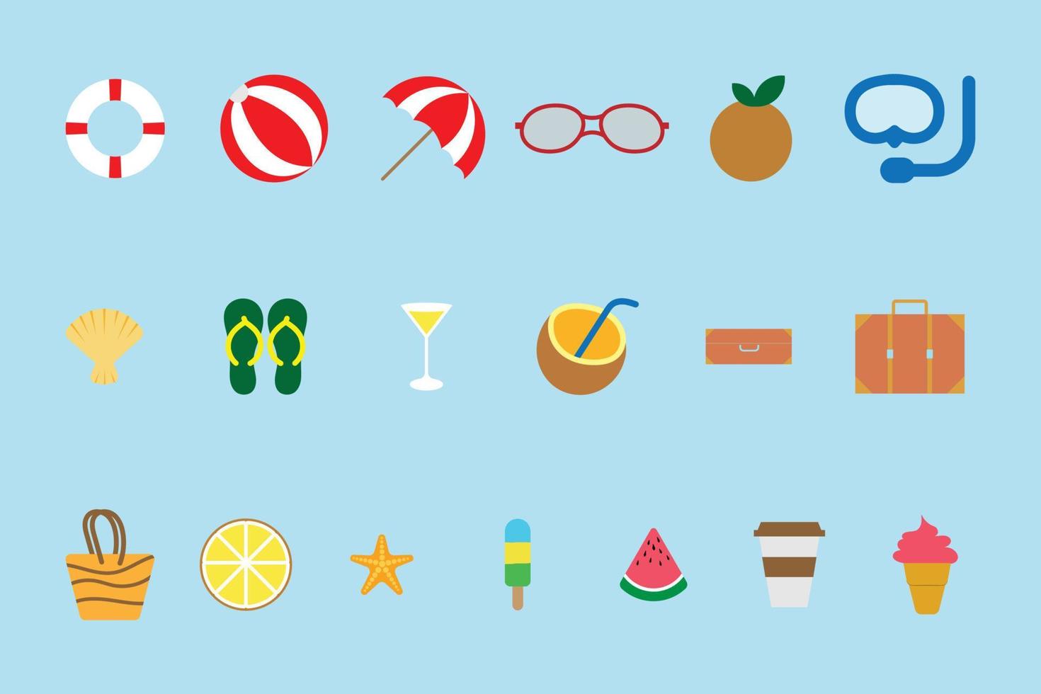 set of summer icons. summer elements collection vector