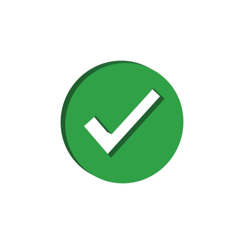 icono de botón de marca de verificación verde 3d vector