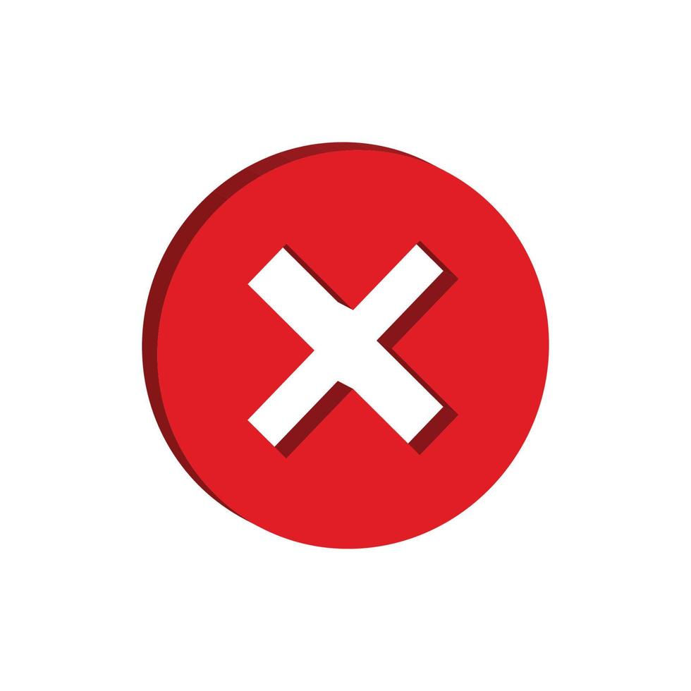 3d red cross button icon design vector