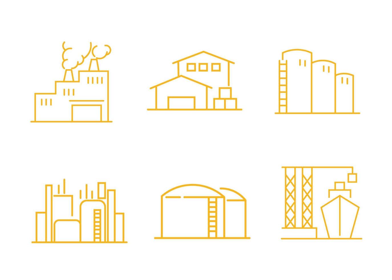 industrial building shape icon set design vector