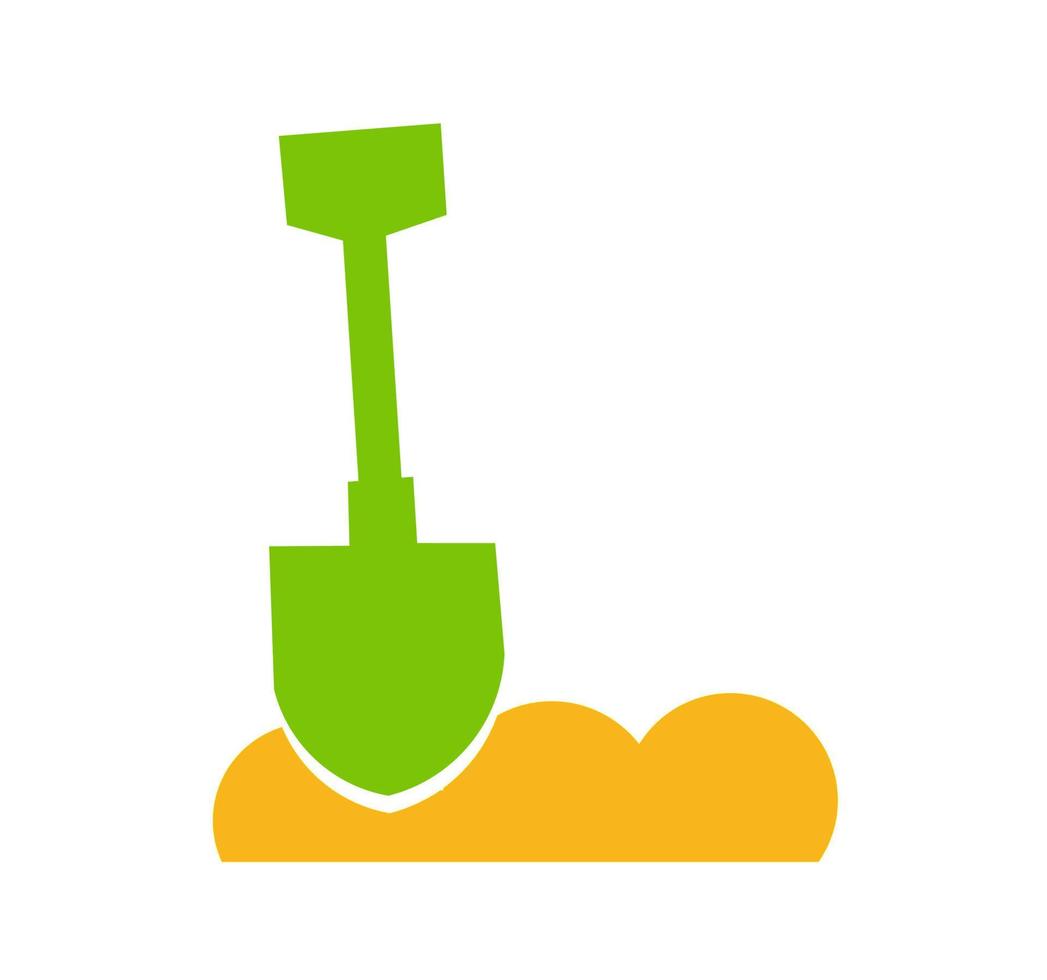 earth shovel shape vector, icon or symbol design vector