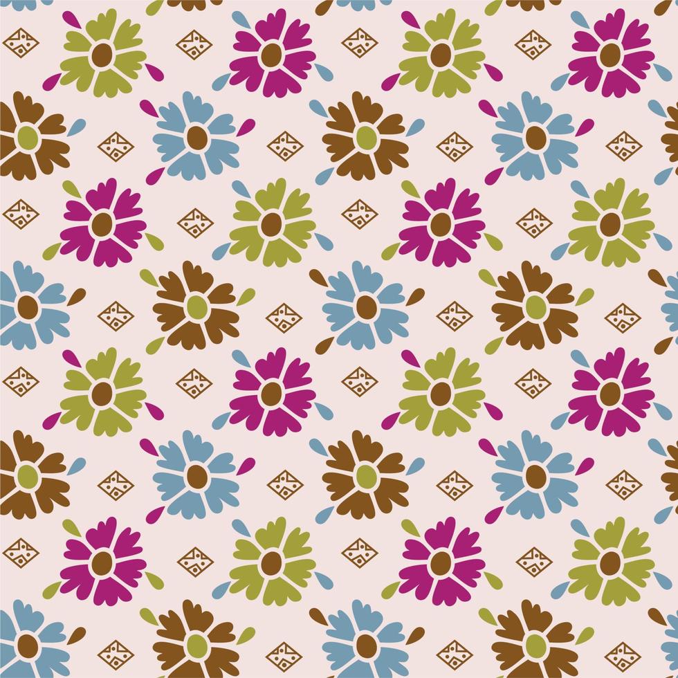 patrón de vector floral abstracto diseño textil de cuatro colores