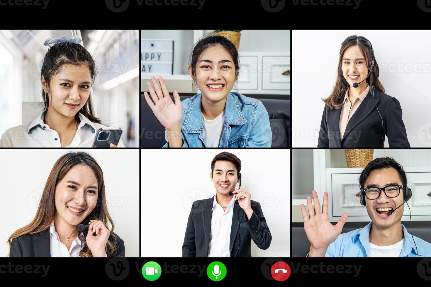 videoconferencia monitor de pantalla en tiempo real, reunión de amigos en línea, colegas que trabajan a distancia, concepto de tecnología moderna de comunicación virtual, trabajo en línea o concepto de tecnología foto