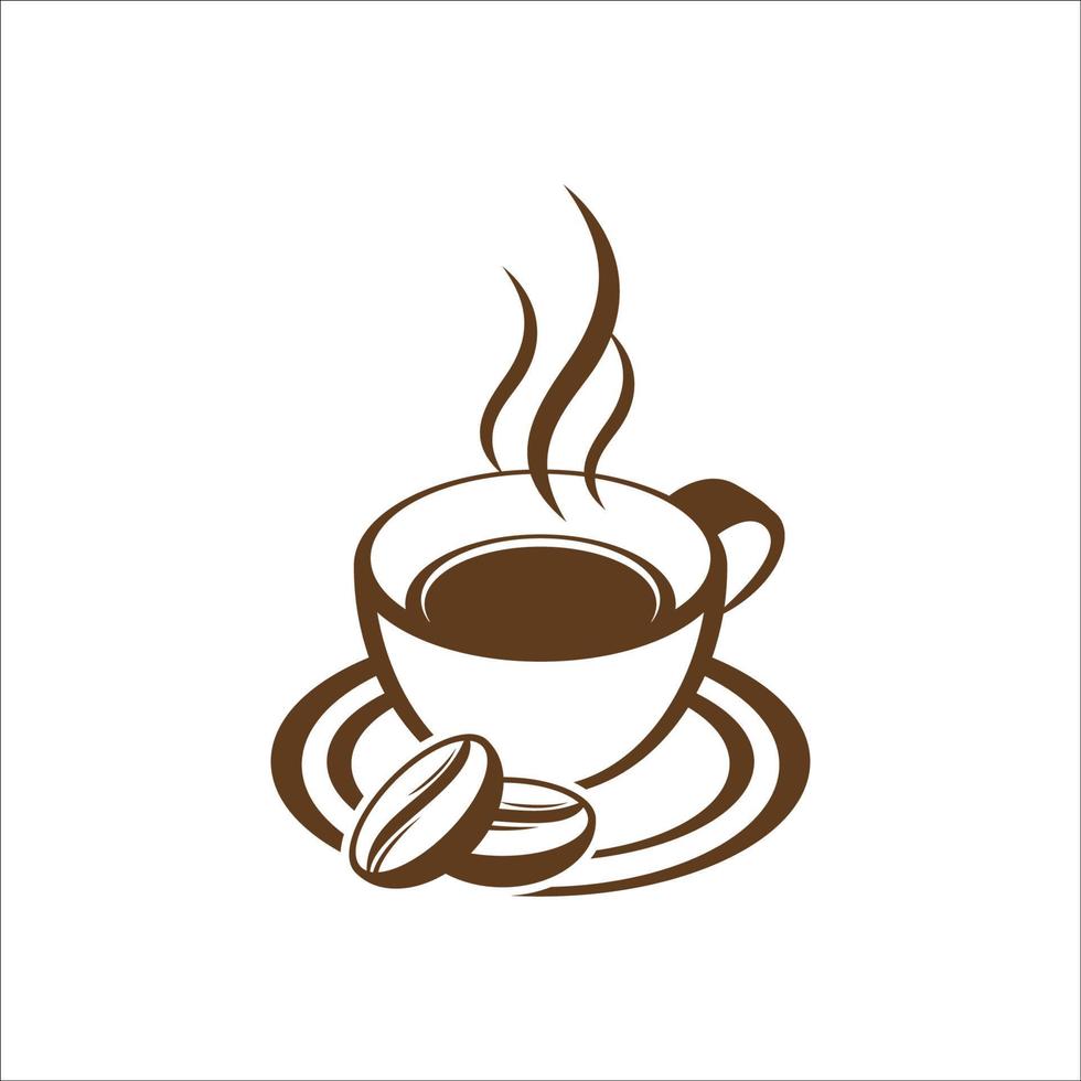 icono de taza de café y frijol. vector de café aislado sobre fondo blanco. taza de café ilustración simple signo