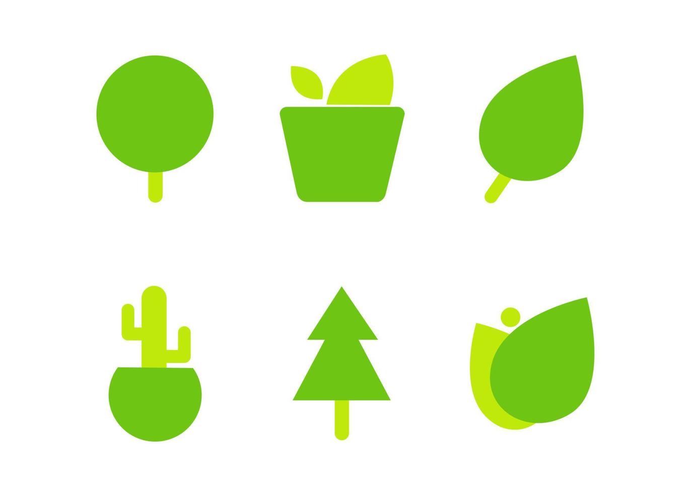 diseño de conjunto de iconos de forma de planta verde vector