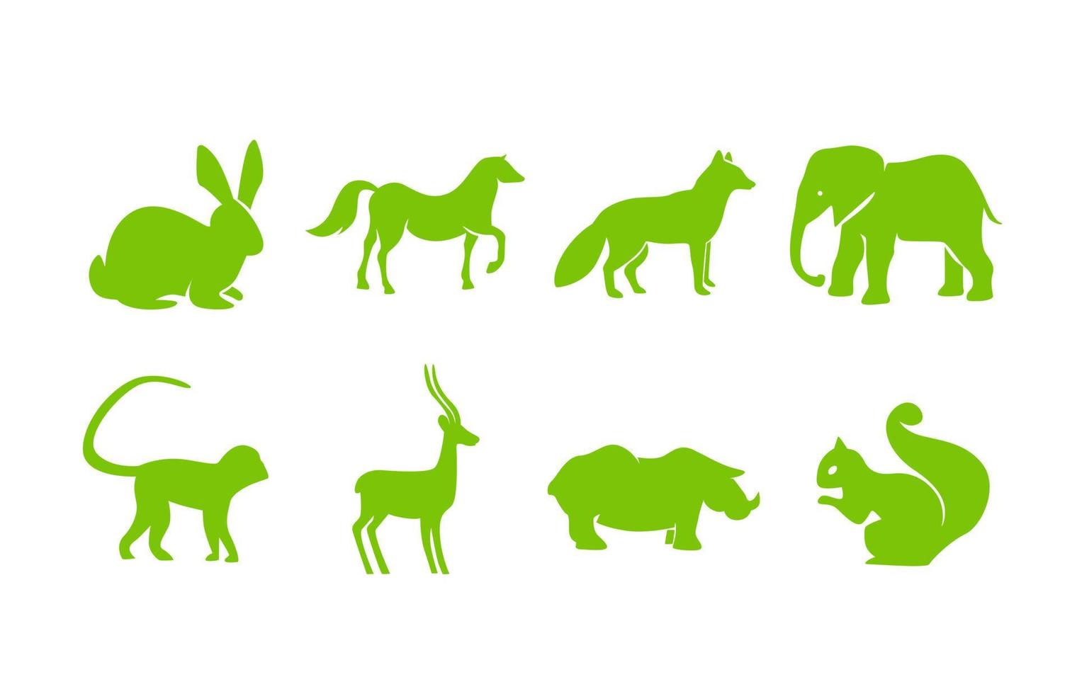 varios diseños de iconos o símbolos de animales vector