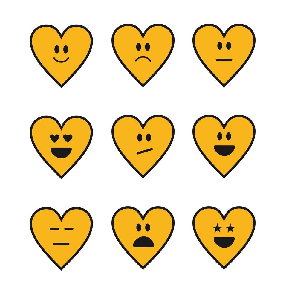 love shape icon set design with expression vector