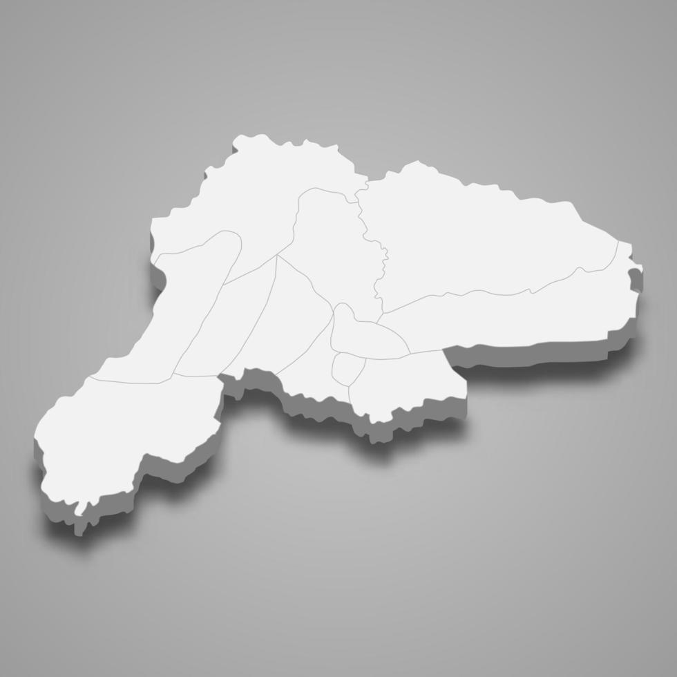 3d isometric map of Vientiane is a Province of Laos vector