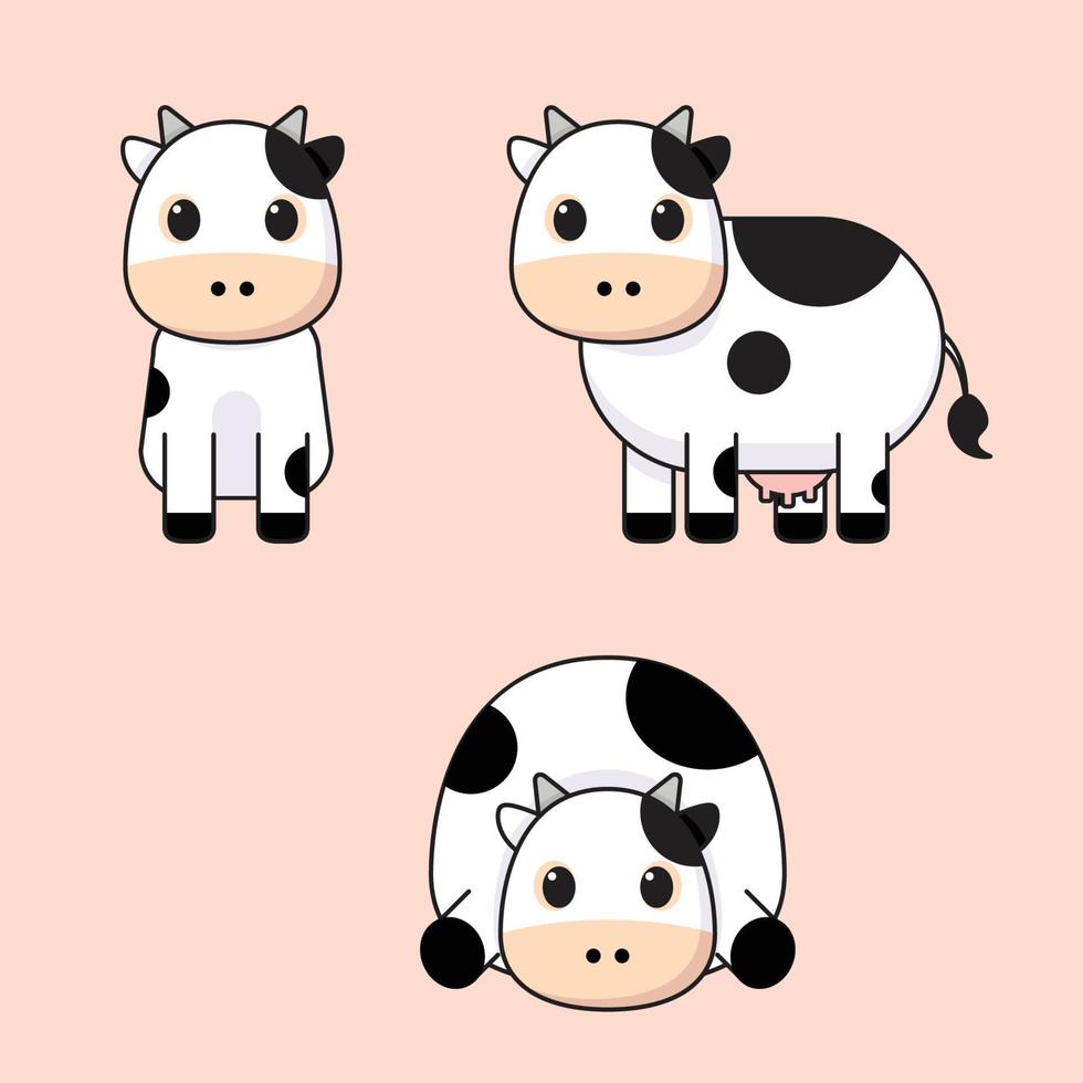 Animal Cow Set Vector