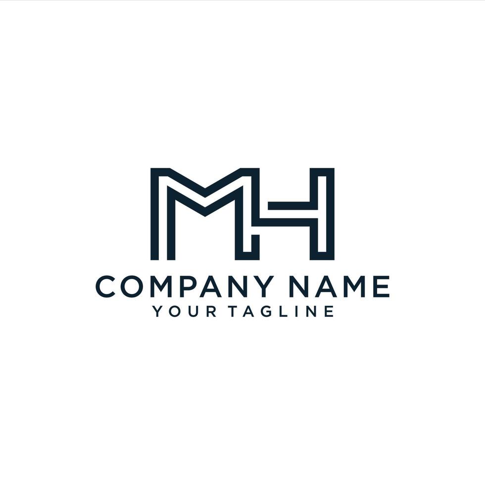 MH or HM Initial Letter Logo Design, Vector Template
