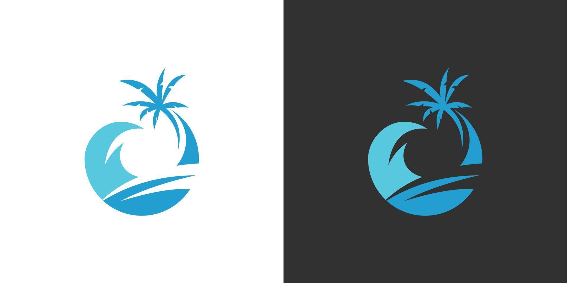 Blue island vector logo design concept.