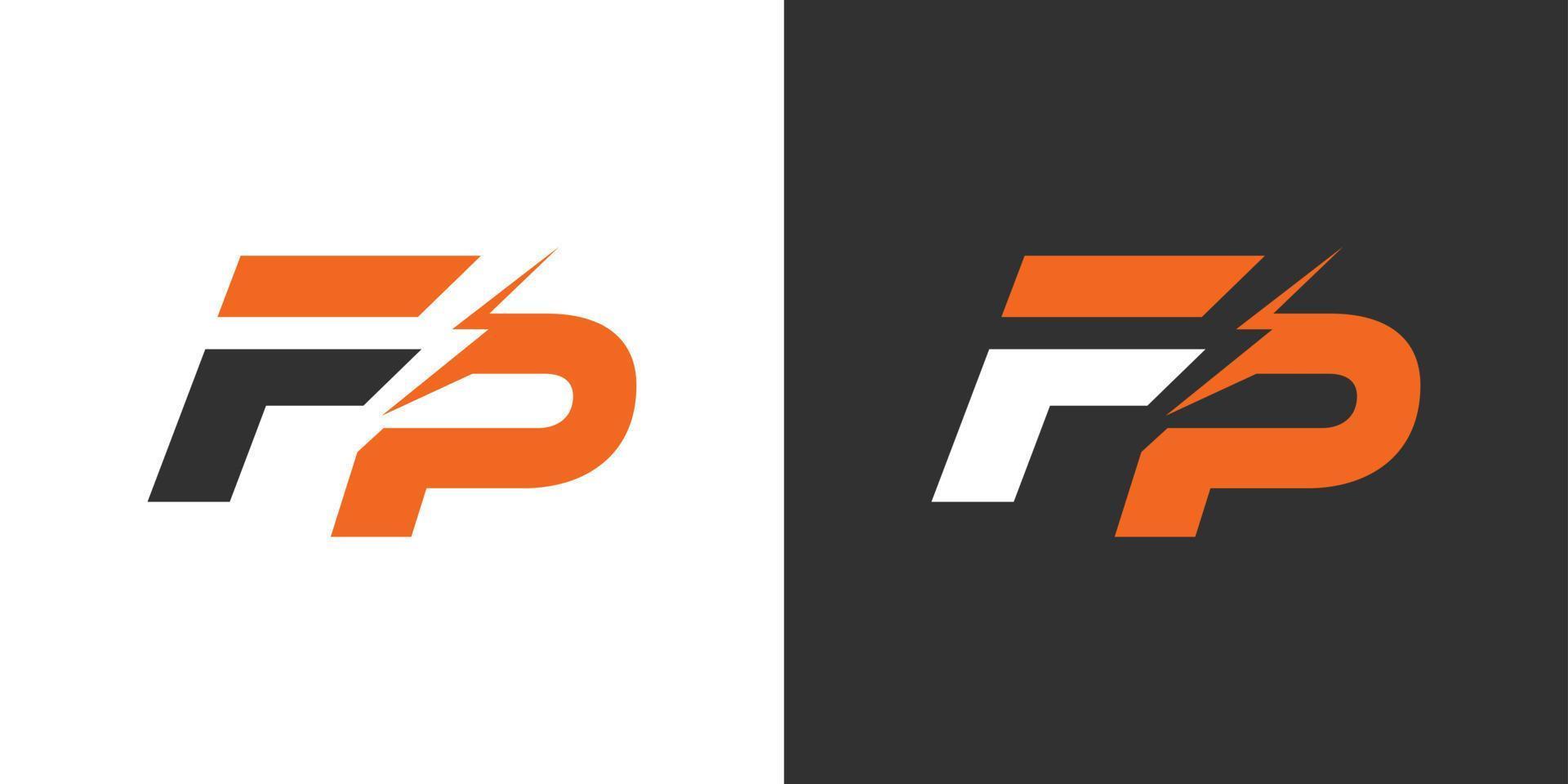 logotipo inicial de la letra fp con diseño vectorial del logotipo del rayo. vector