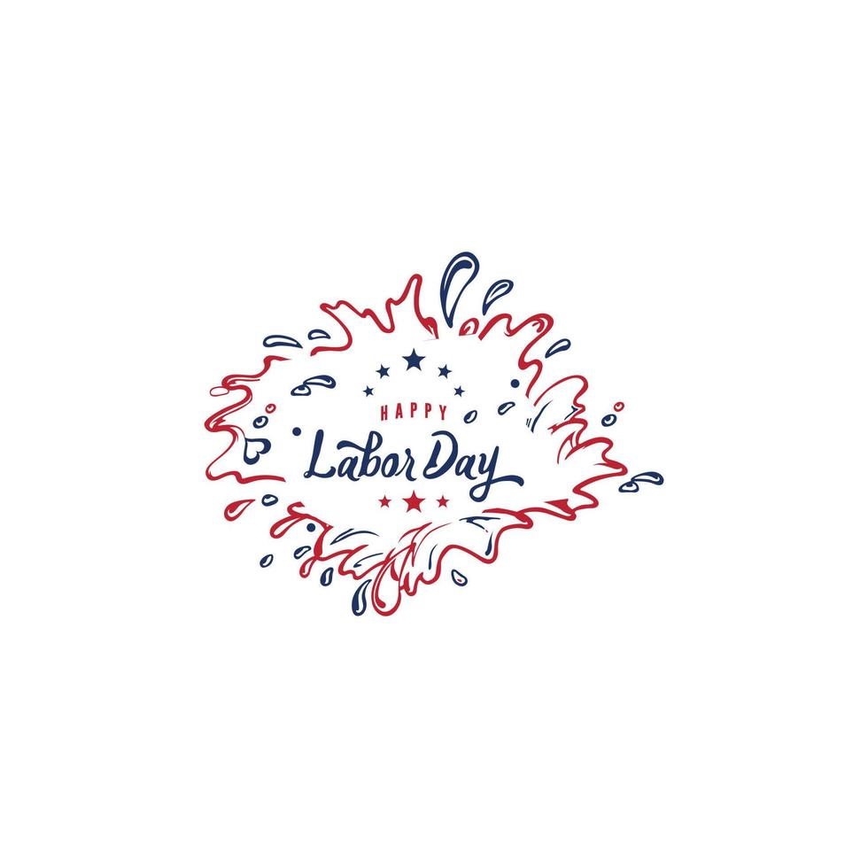 Happy Labor Day handwritten lettering.. Illustration of an American national holiday with a US flag. vector