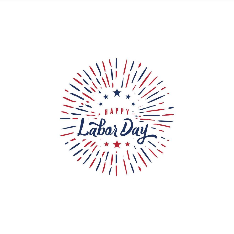 Happy Labor Day handwritten lettering.. Illustration of an American national holiday with a US flag. vector