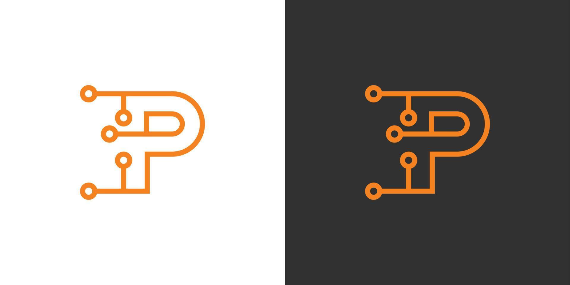 Initial letter P logo technology vector design.