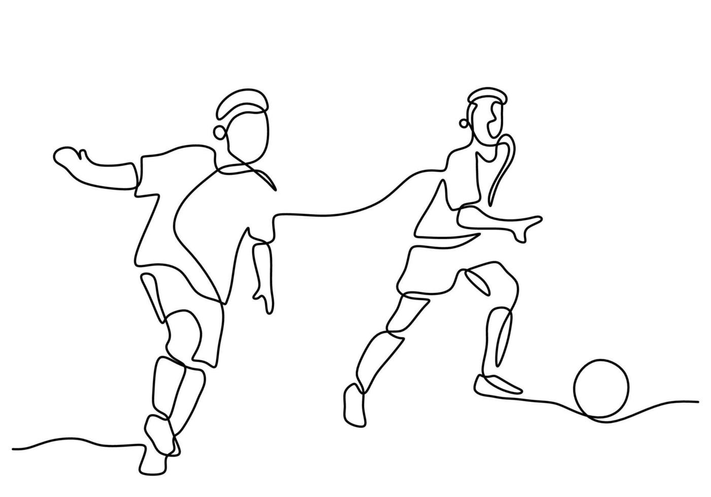 One continuous single line of boys playing football vector