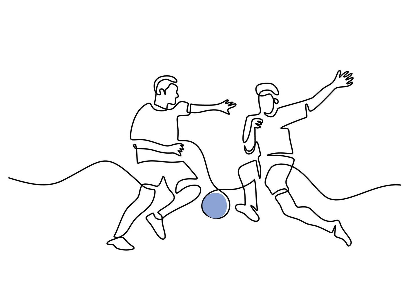 One continuous single line of football player do training vector