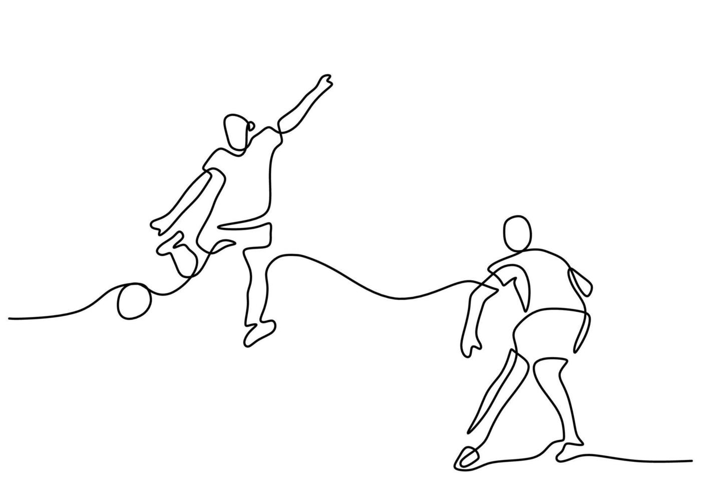 One continuous single line of boys playing football vector