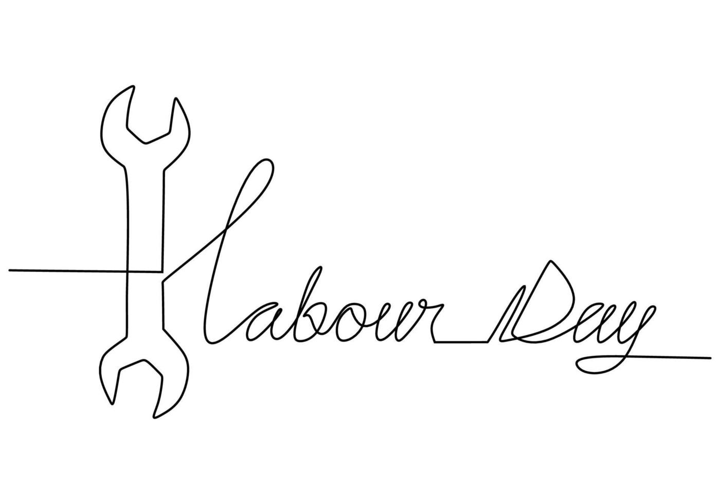 One continuous single line of wrench for labor day vector