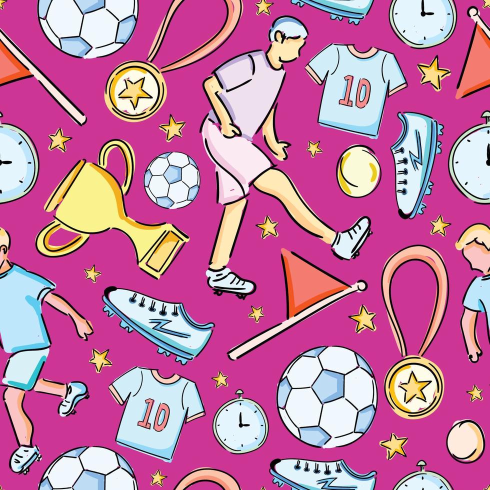 Seamless pattern of football player and football stuff equipment 8064706  Vector Art at Vecteezy