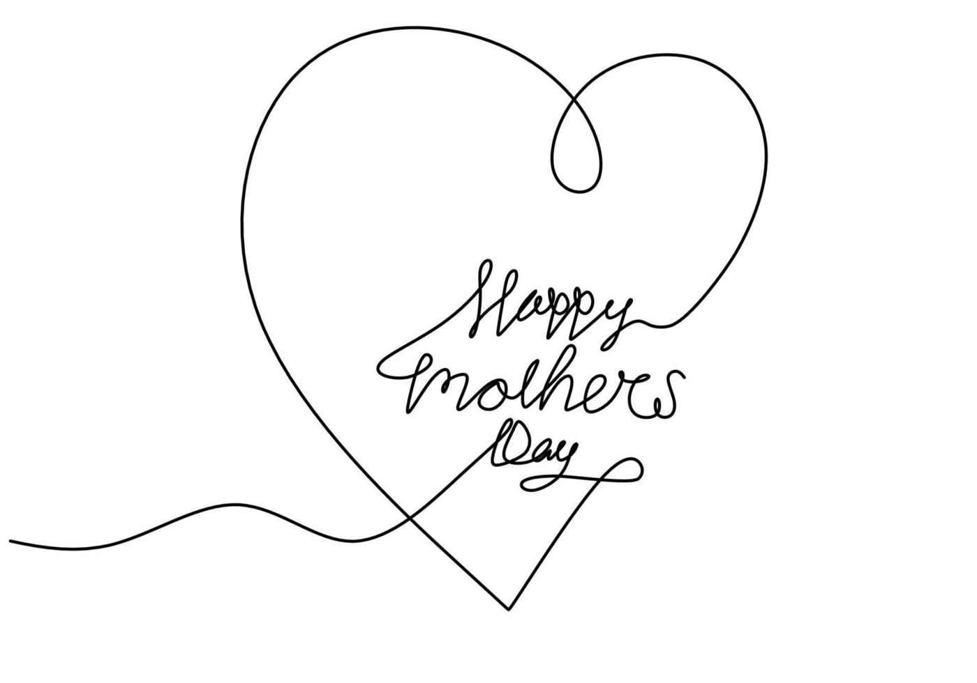 One continuous single line of love symbol for mother day vector