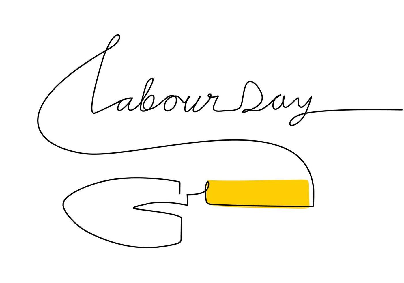 One continuous single line of shovel for labor day on white background vector