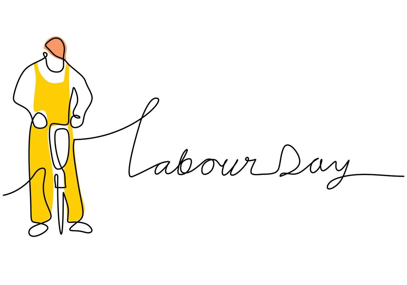 One continuous single line of craftsman with drill for labor day vector