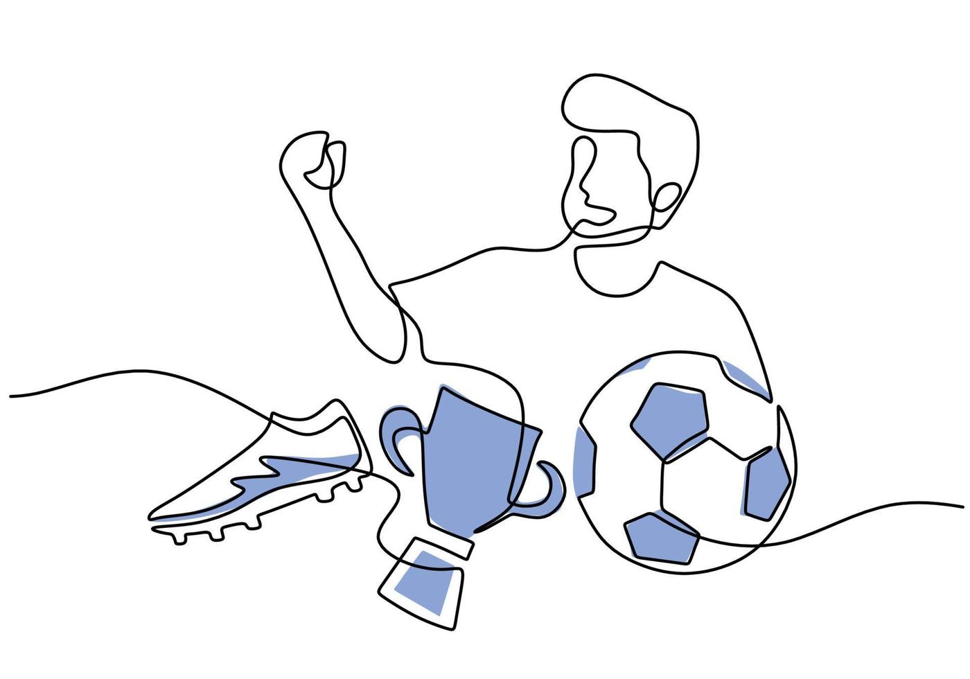 One continuous single line of football player do celebration vector