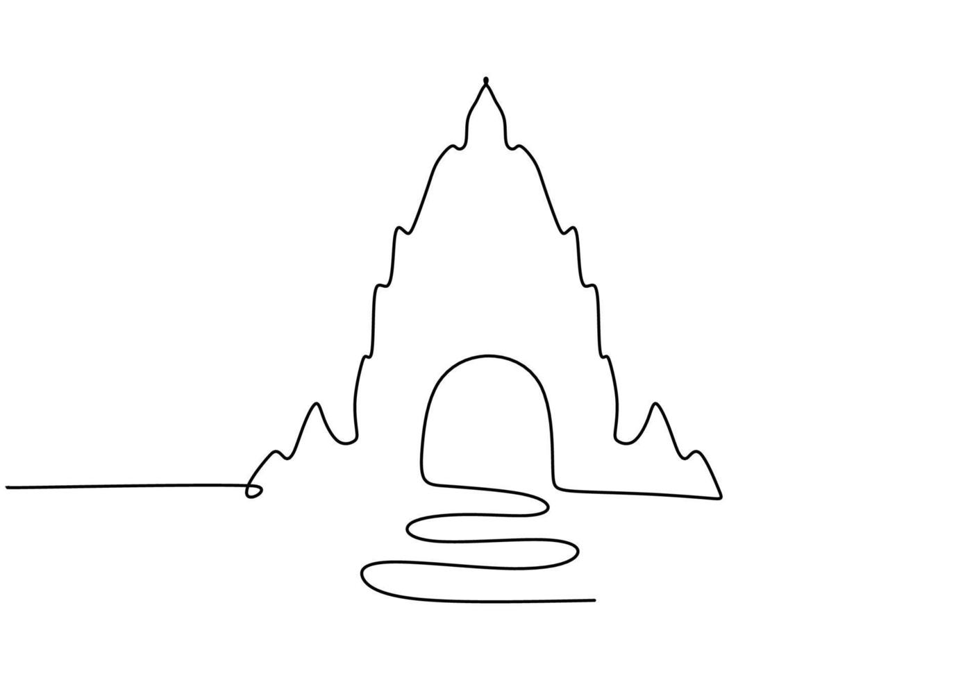 One continuous single line of temple isolated on white background. vector