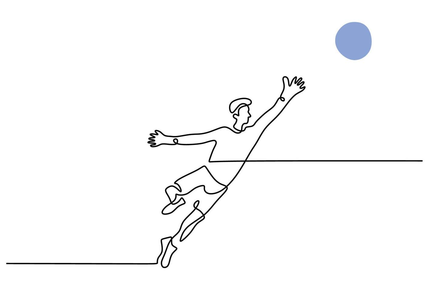 One continuous single line of goalkeeper jump to catch ball vector