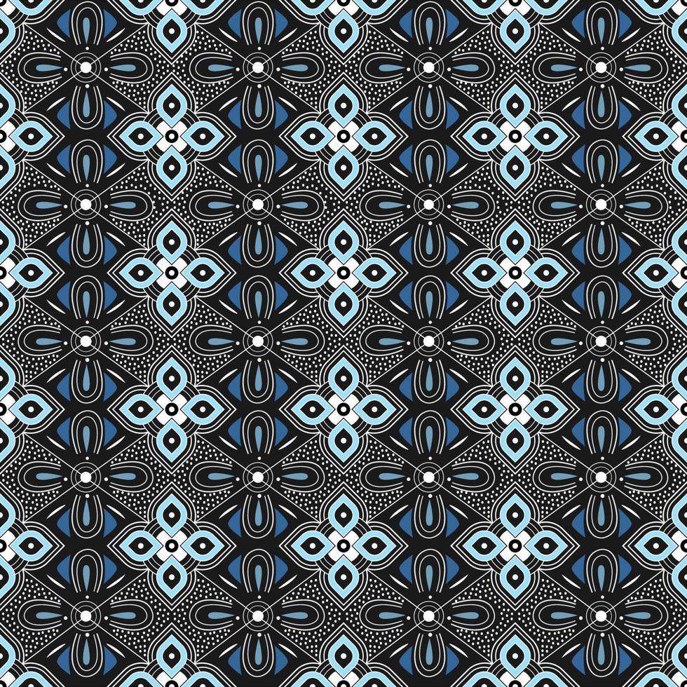 Seamless pattern of geometric middle east ornament on blue color. vector