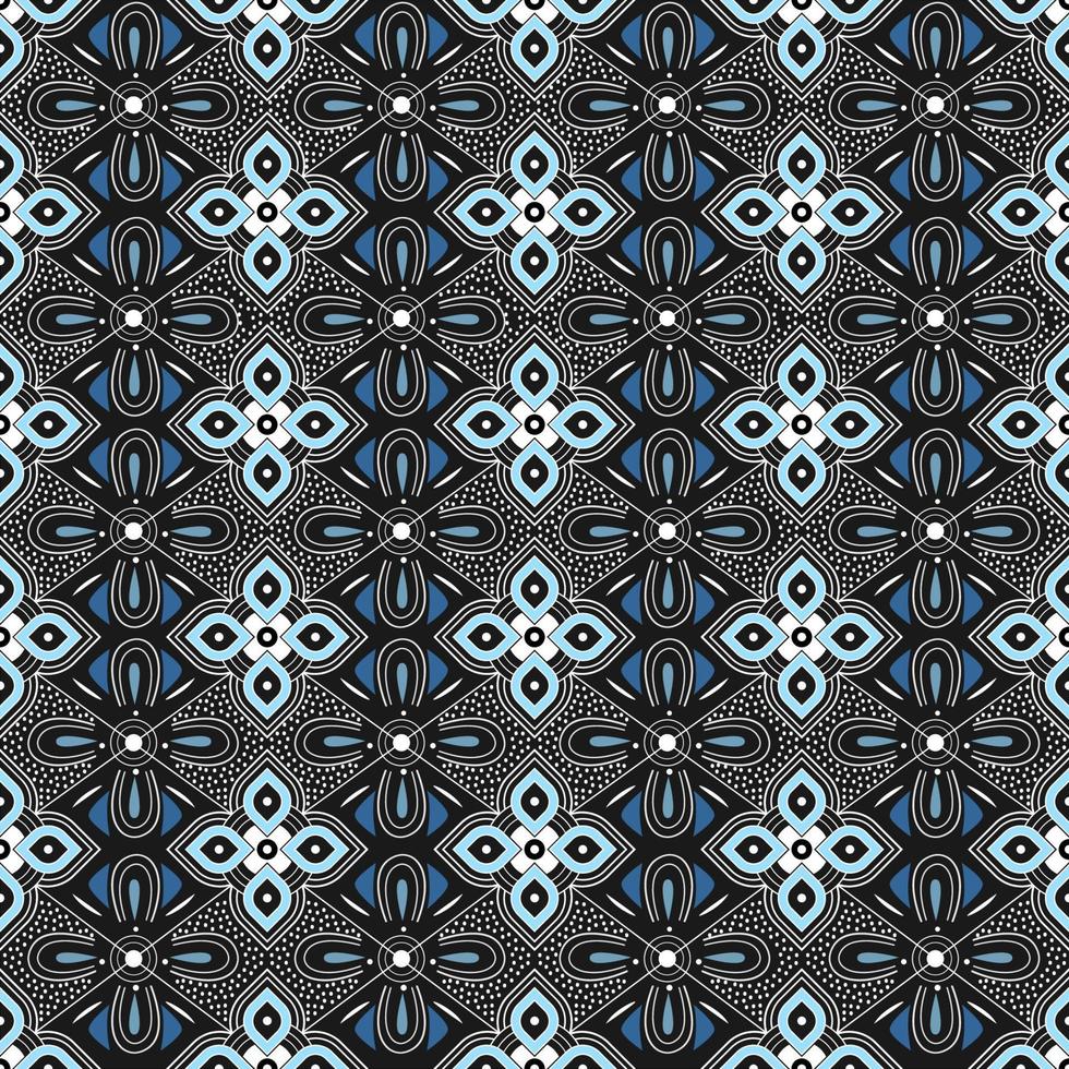 Seamless pattern of geometric middle east ornament on blue color. vector