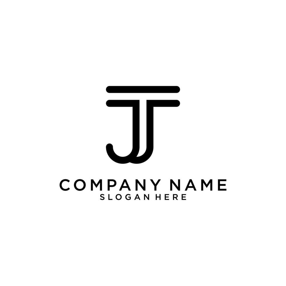 JT or TJ letter logo design vector. vector