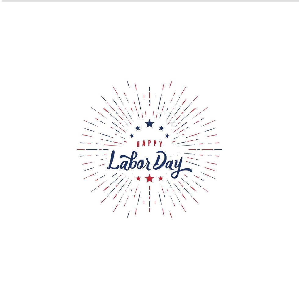 Happy Labor Day handwritten lettering.. Illustration of an American national holiday with a US flag. vector