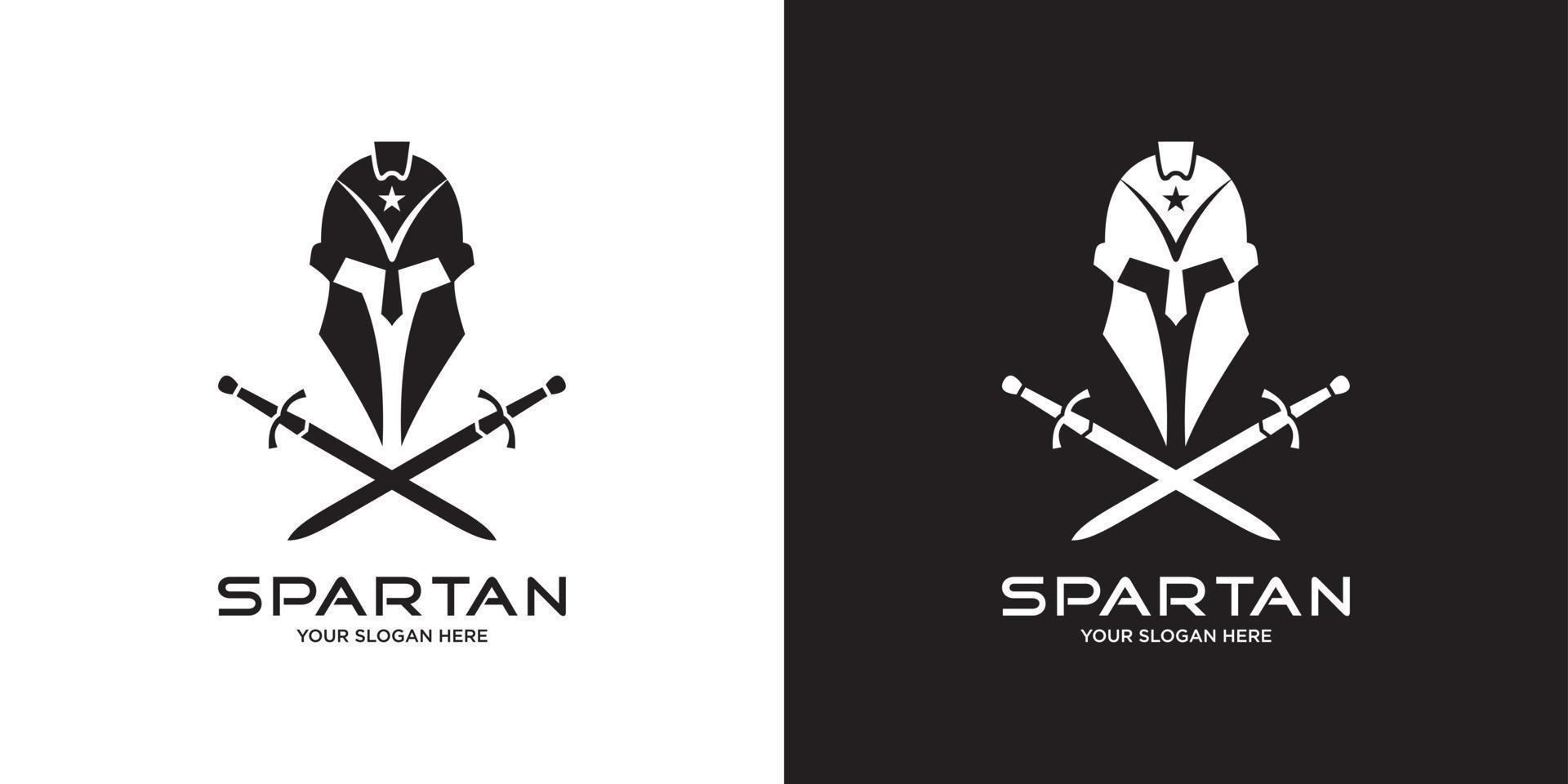 diseño de vector de logotipo espartano de cabeza con espada.