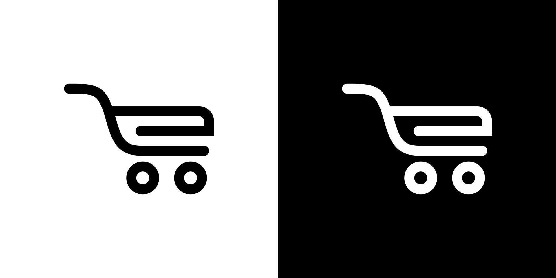 logotipo inicial de la letra e con vector de carrito de compras.