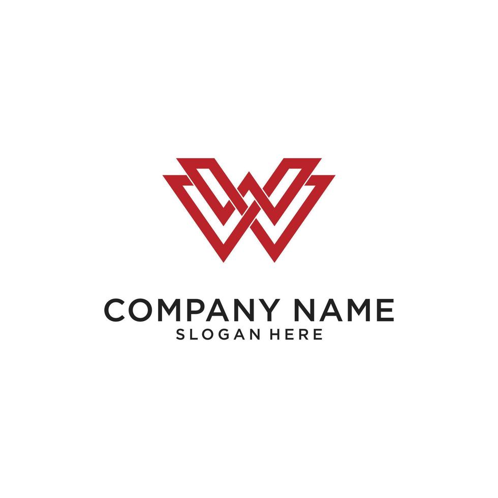 W or WW letter logo design vector. vector