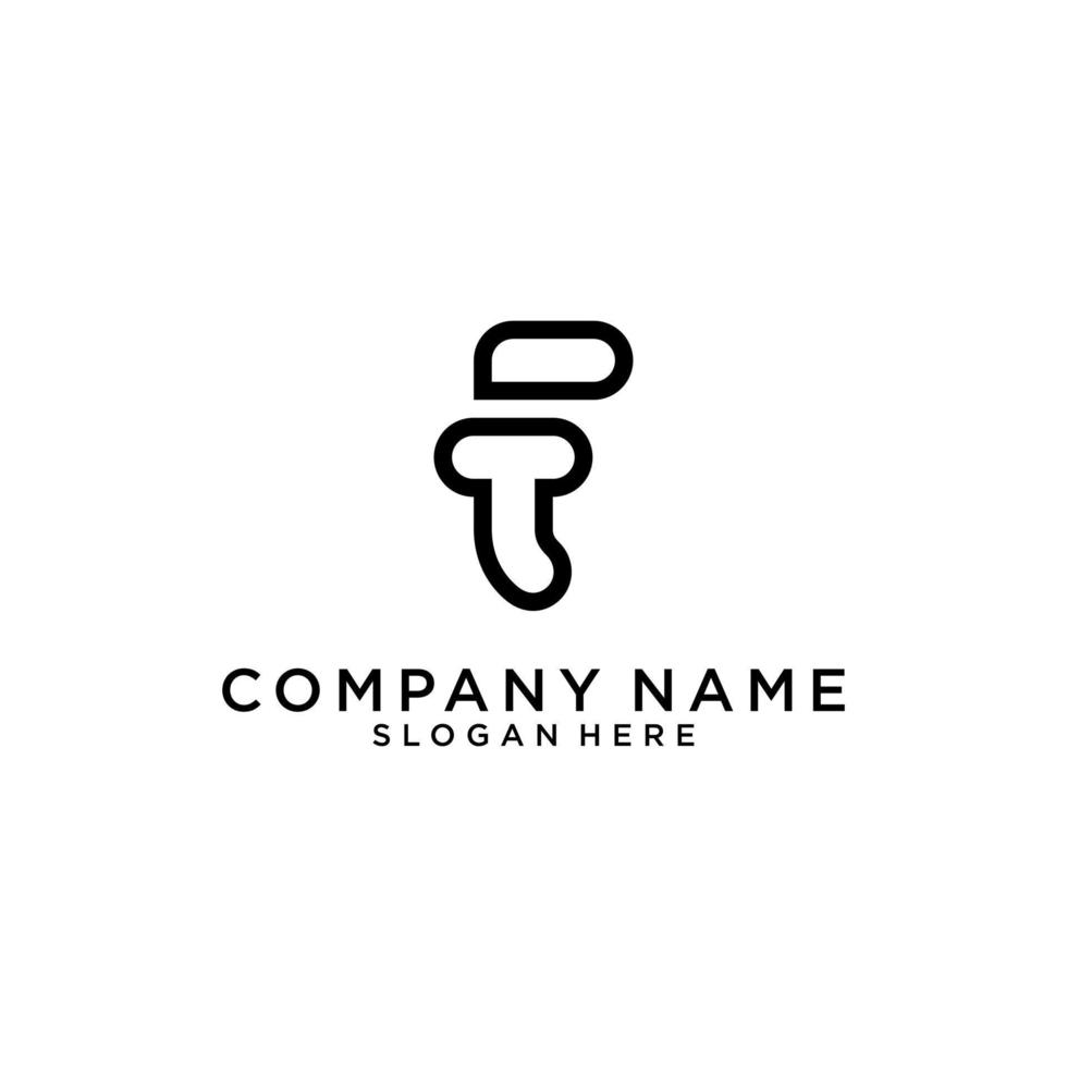 FT or TF letter logo design vector. vector