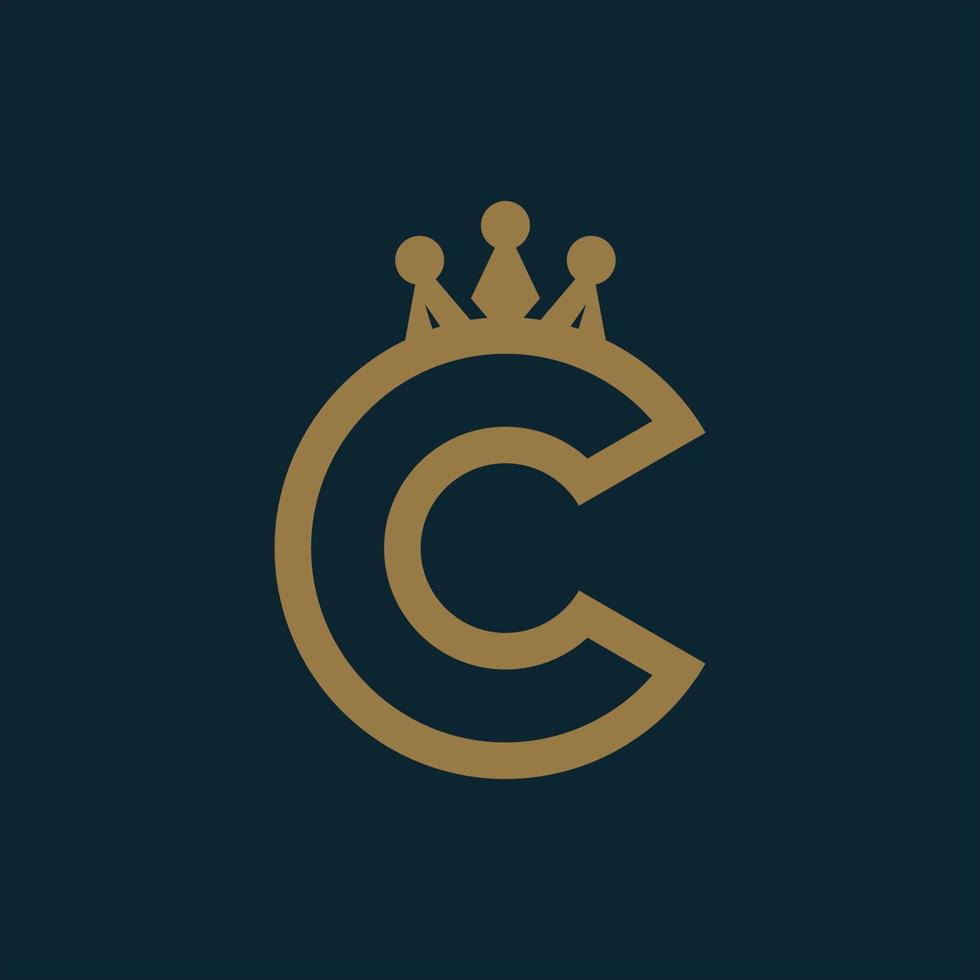Logo C or CC with crown icon vector. vector