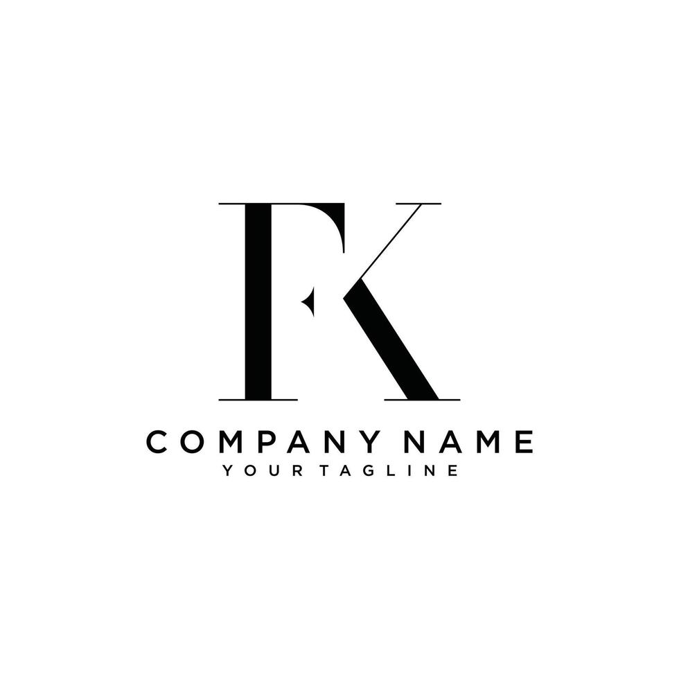 FK or KF letter logo design vector. vector