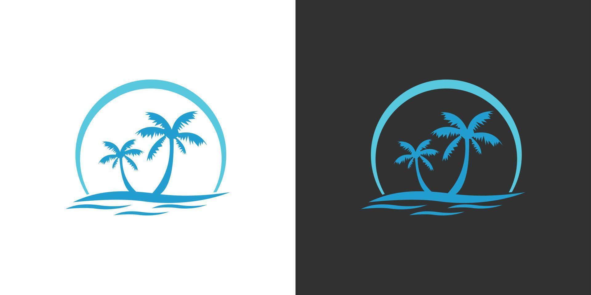 Blue island vector logo design concept.