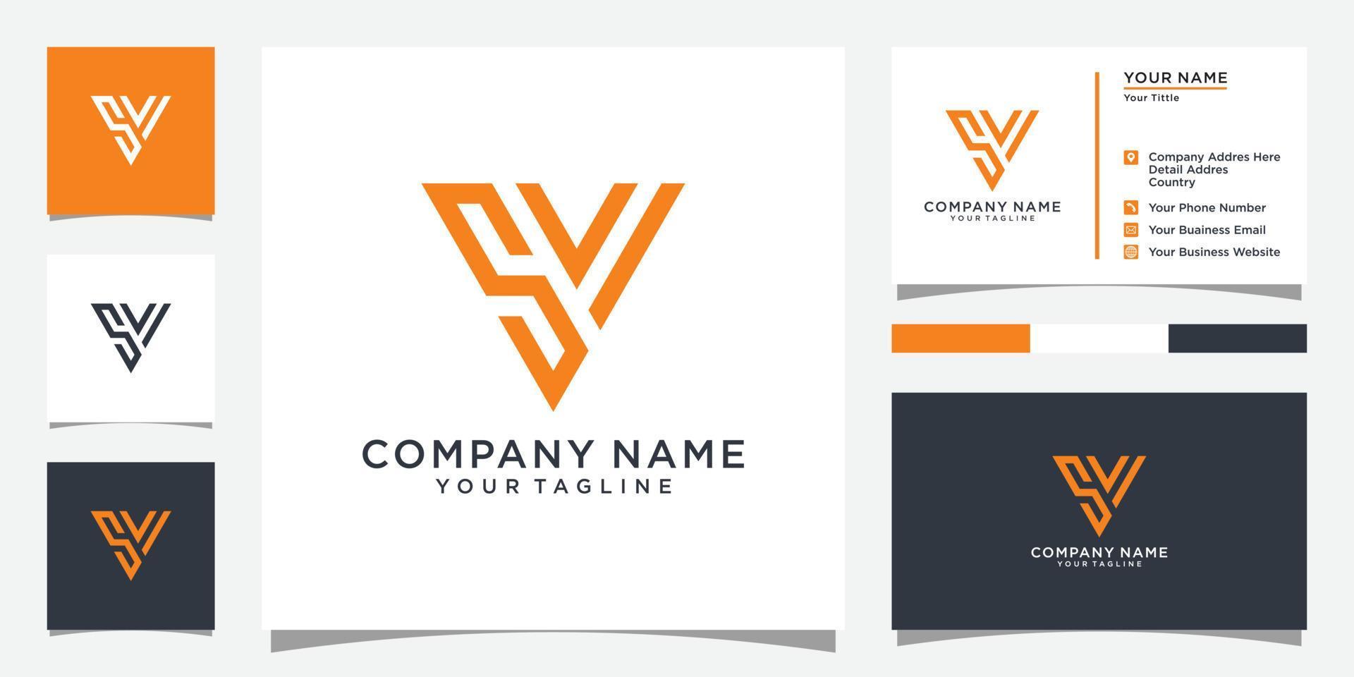 SV or VS initial letter logo design vector. vector