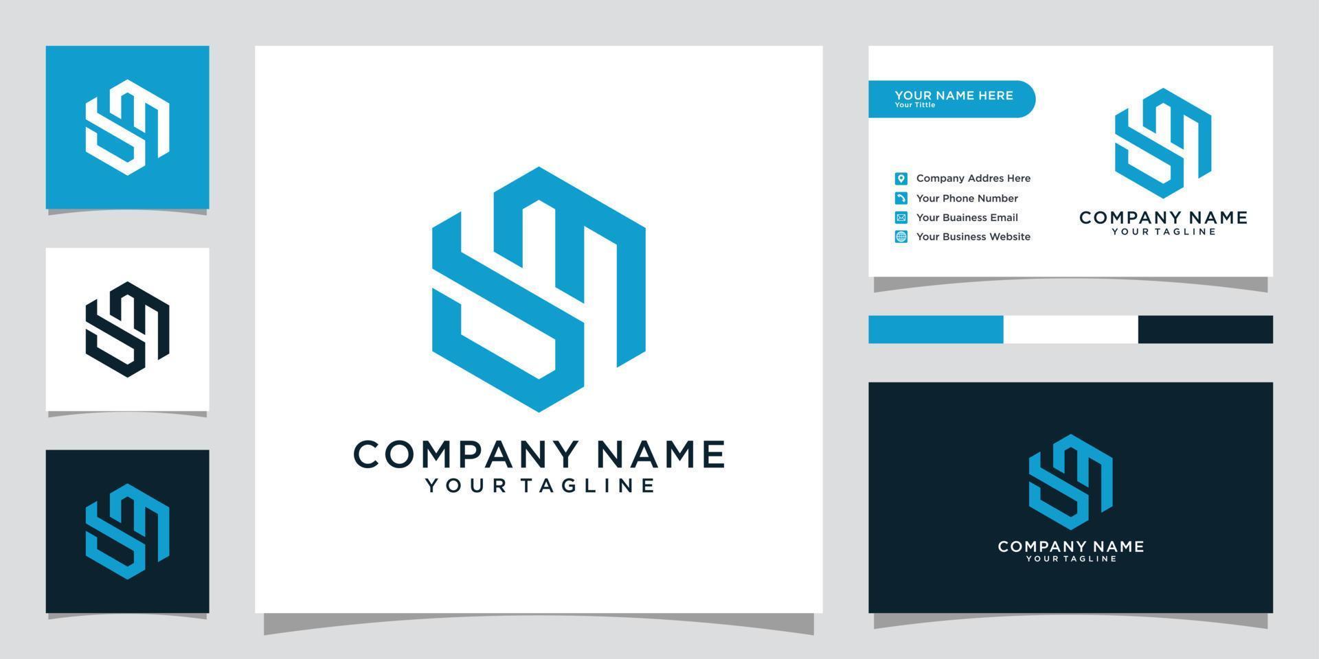 Initial BM or MB letter logo design vector with business card.