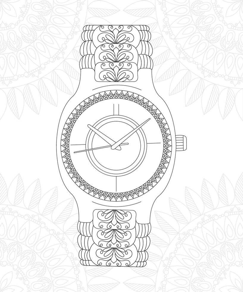 Watch coloring pages for adult vector