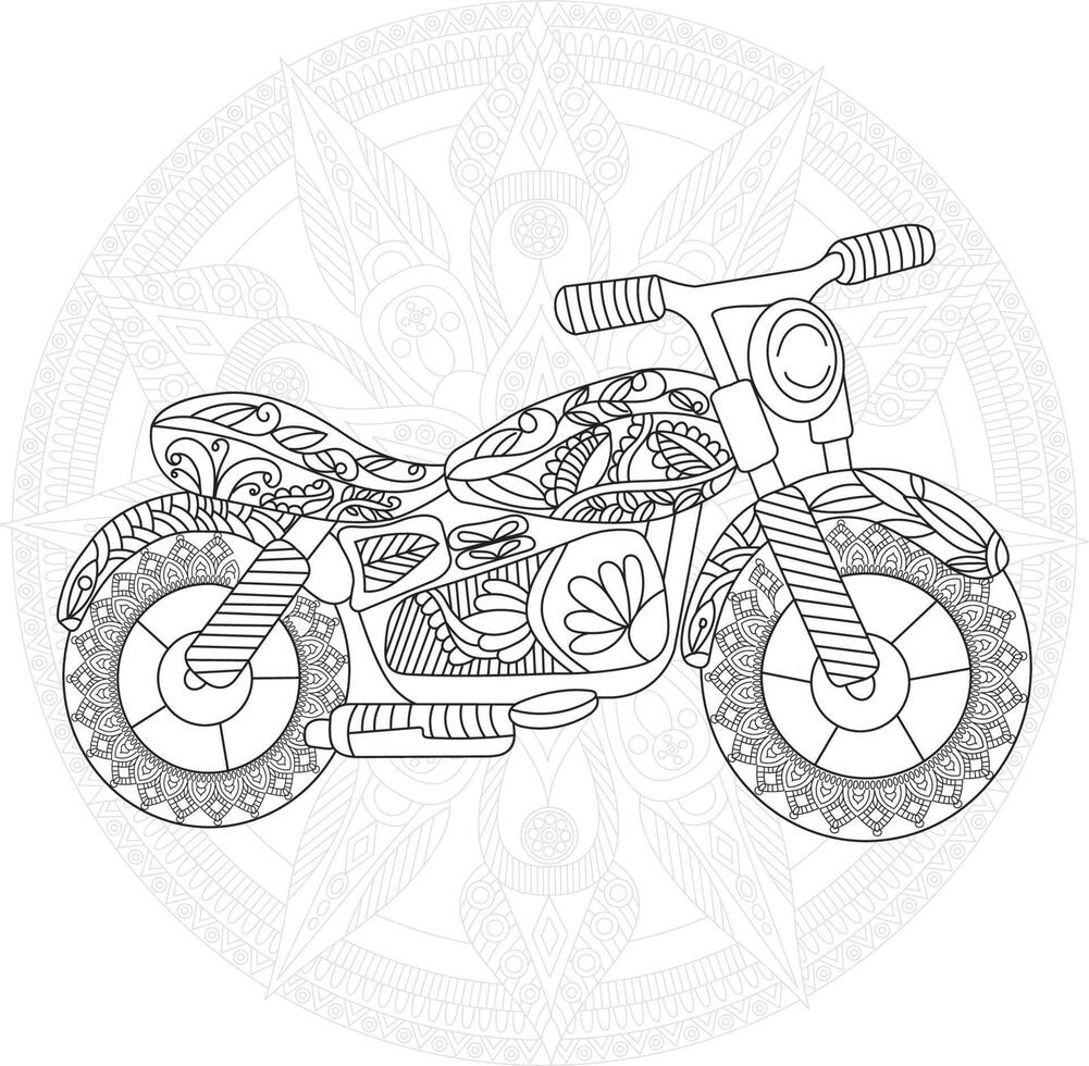 Motorcycle mandala coloring pages or kids vector